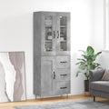 vidaXL Witrynka, szarość betonu 69,5x34x180 cm materiał drewnopochodny