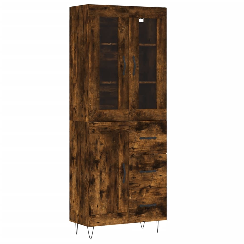 vidaXL Witrynka przydymiony dąb 69,5x34x180 cm materiał drewnopochodny