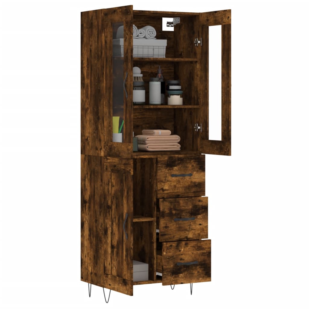 vidaXL Witrynka przydymiony dąb 69,5x34x180 cm materiał drewnopochodny