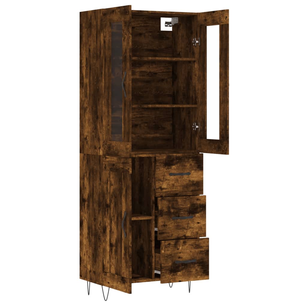 vidaXL Witrynka przydymiony dąb 69,5x34x180 cm materiał drewnopochodny