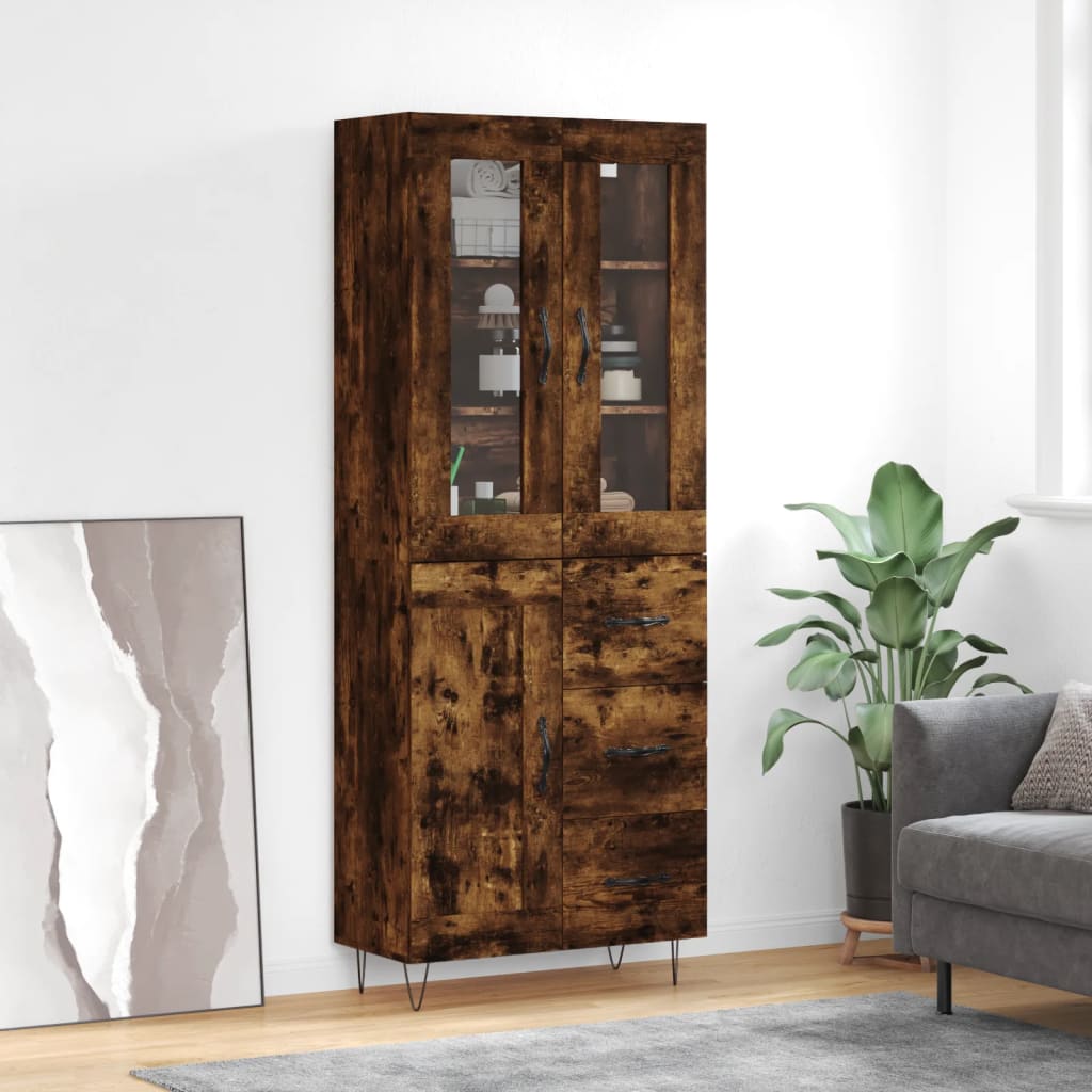 vidaXL Witrynka przydymiony dąb 69,5x34x180 cm materiał drewnopochodny