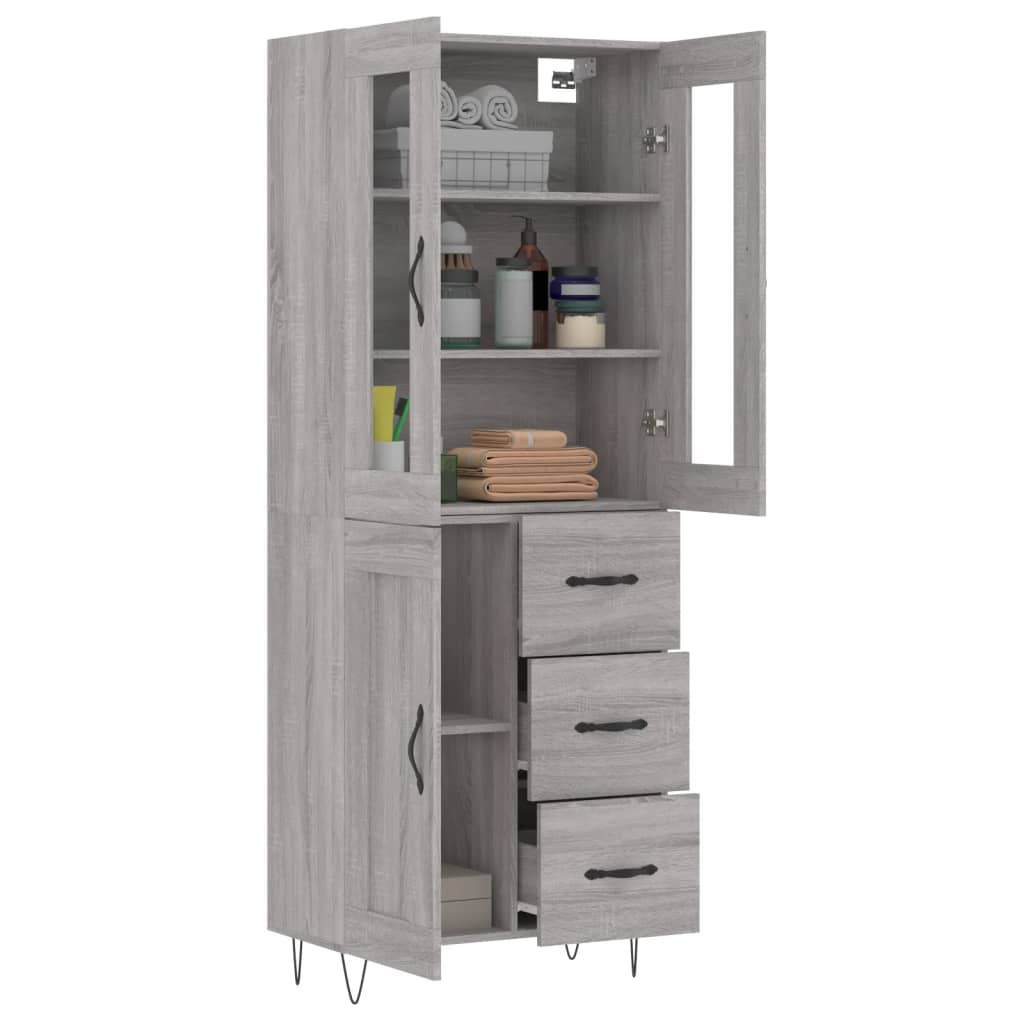 vidaXL Witrynka szary dąb sonoma 69,5x34x180cm materiał drewnopochodny