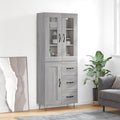vidaXL Witrynka szary dąb sonoma 69,5x34x180cm materiał drewnopochodny