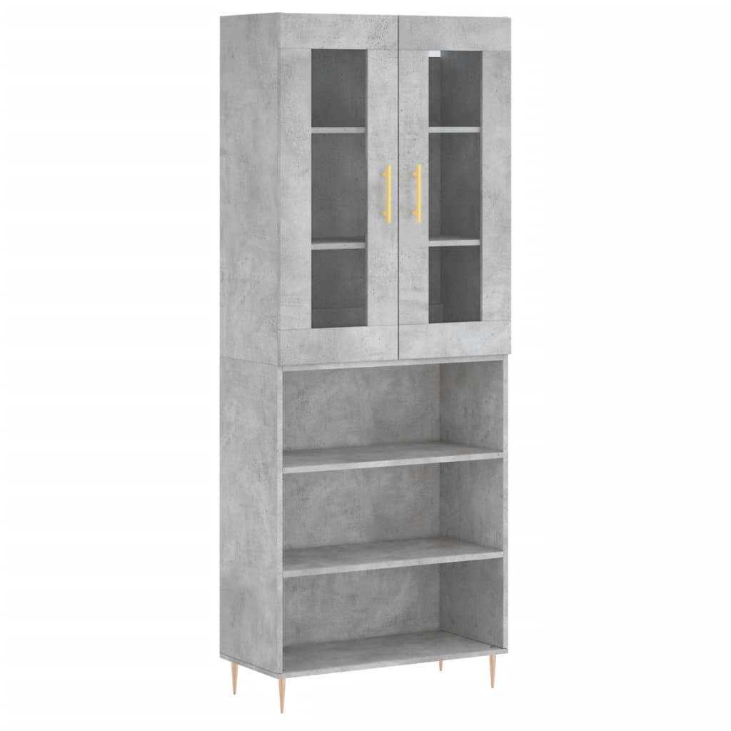 vidaXL Witrynka, szarość betonu 69,5x34x180 cm materiał drewnopochodny