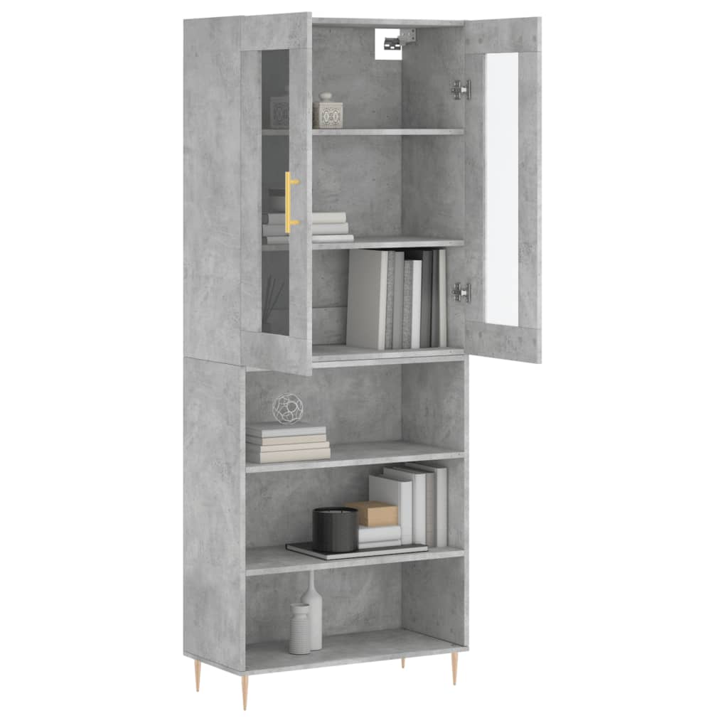 vidaXL Witrynka, szarość betonu 69,5x34x180 cm materiał drewnopochodny