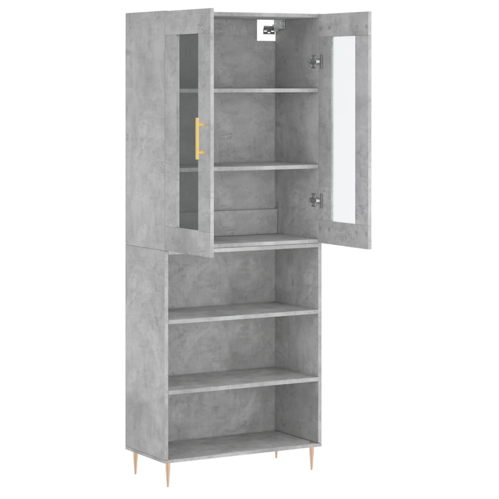 vidaXL Witrynka, szarość betonu 69,5x34x180 cm materiał drewnopochodny