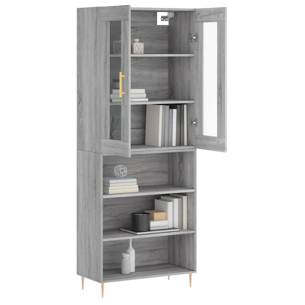 vidaXL Witrynka szary dąb sonoma 69,5x34x180cm materiał drewnopochodny
