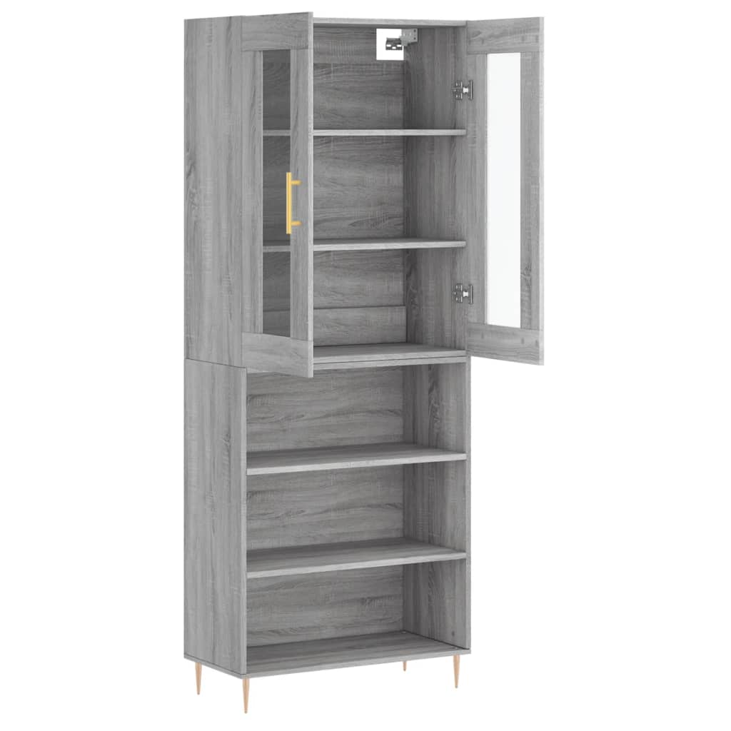 vidaXL Witrynka szary dąb sonoma 69,5x34x180cm materiał drewnopochodny