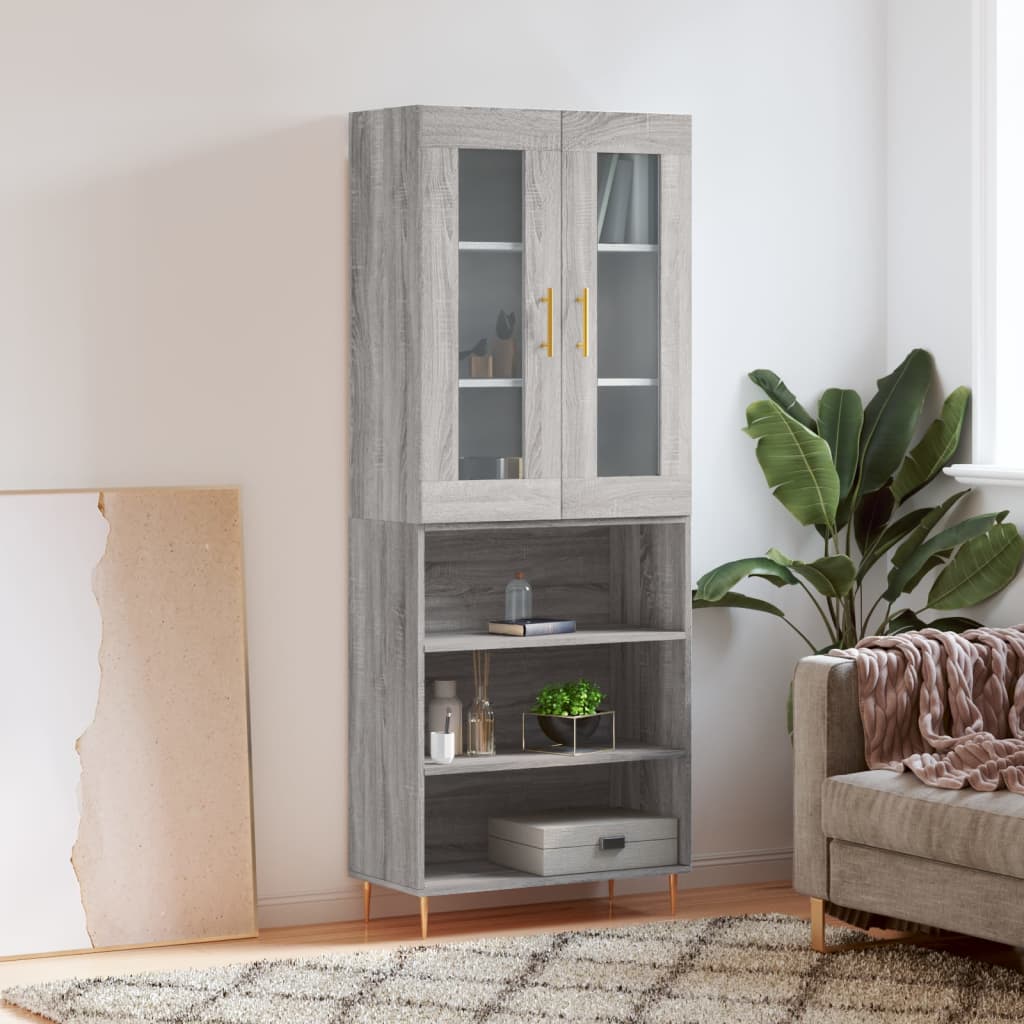 vidaXL Witrynka szary dąb sonoma 69,5x34x180cm materiał drewnopochodny