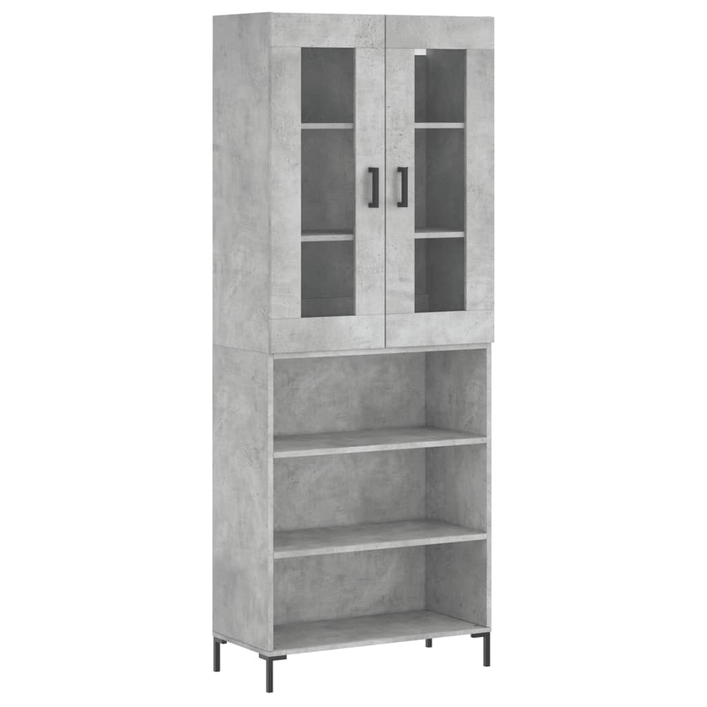 vidaXL Witrynka, szarość betonu 69,5x34x180 cm materiał drewnopochodny