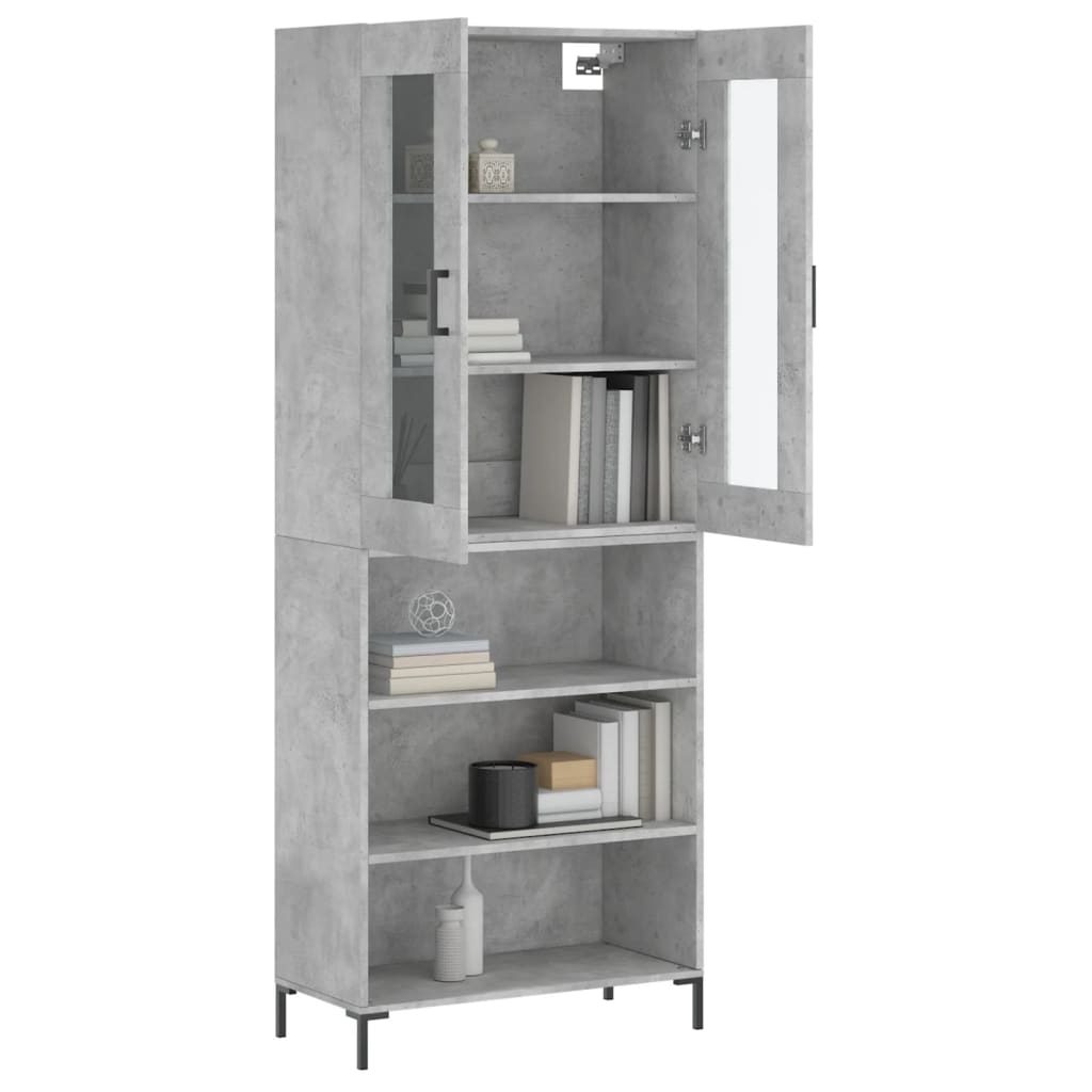 vidaXL Witrynka, szarość betonu 69,5x34x180 cm materiał drewnopochodny