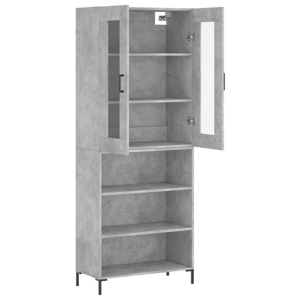 vidaXL Witrynka, szarość betonu 69,5x34x180 cm materiał drewnopochodny