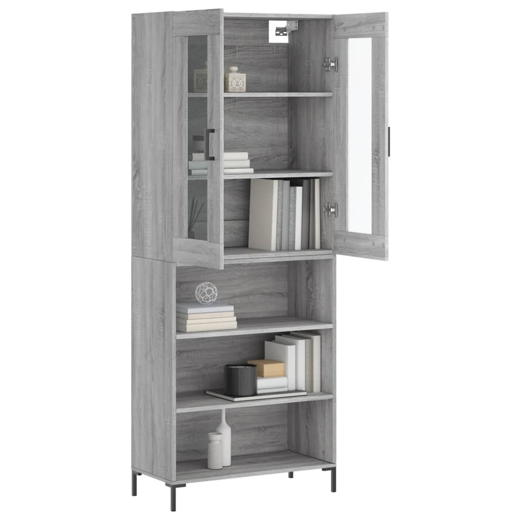 vidaXL Witrynka szary dąb sonoma 69,5x34x180cm materiał drewnopochodny