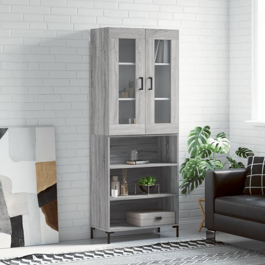 vidaXL Witrynka szary dąb sonoma 69,5x34x180cm materiał drewnopochodny