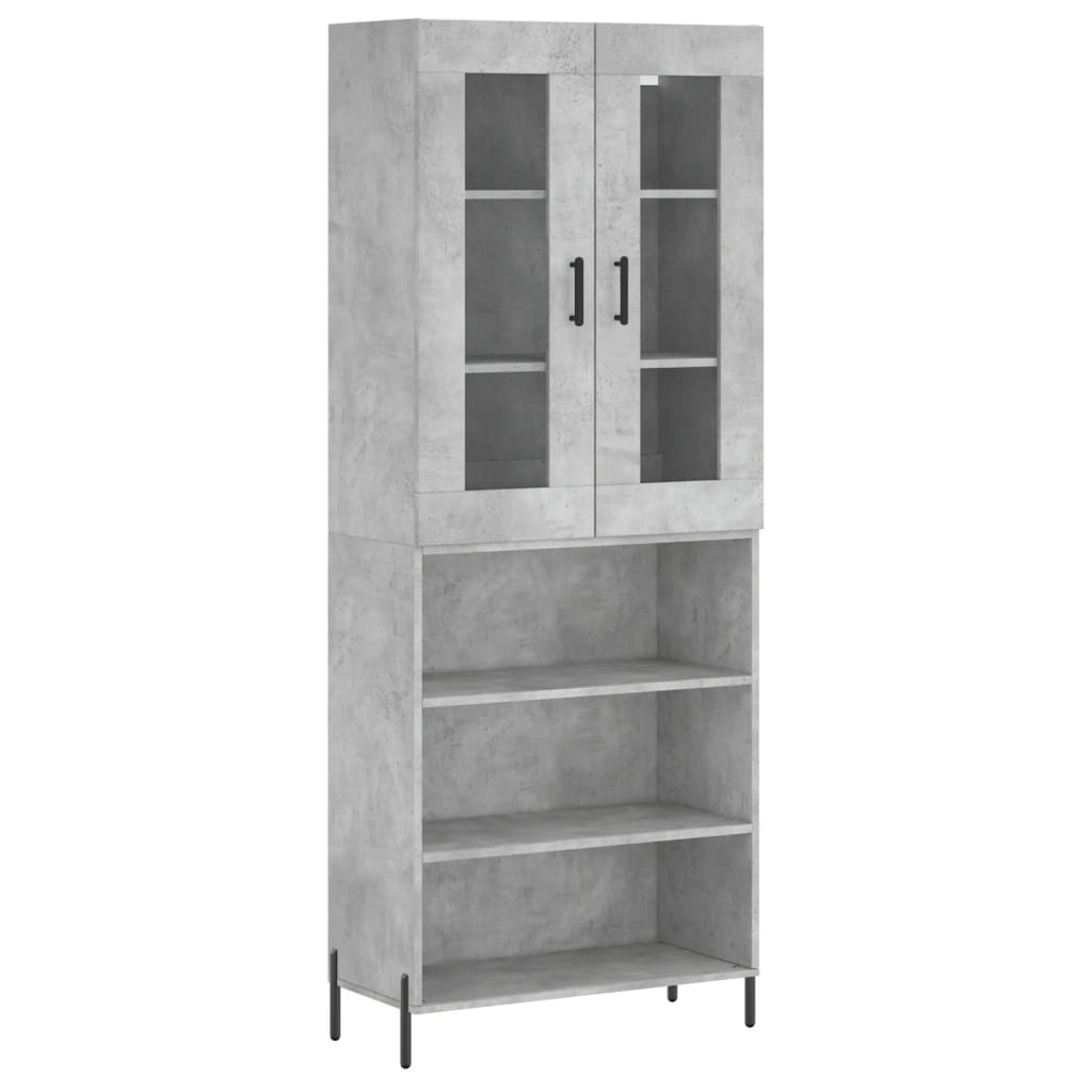 vidaXL Witrynka, szarość betonu 69,5x34x180 cm materiał drewnopochodny
