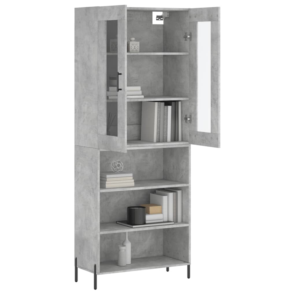 vidaXL Witrynka, szarość betonu 69,5x34x180 cm materiał drewnopochodny