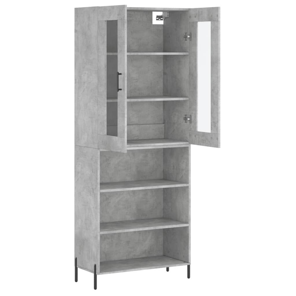 vidaXL Witrynka, szarość betonu 69,5x34x180 cm materiał drewnopochodny