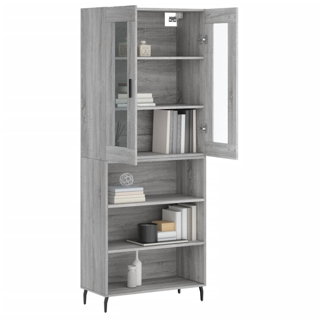 vidaXL Witrynka szary dąb sonoma 69,5x34x180cm materiał drewnopochodny