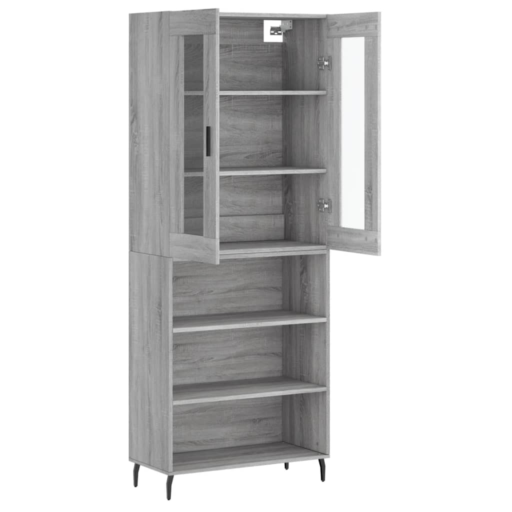 vidaXL Witrynka szary dąb sonoma 69,5x34x180cm materiał drewnopochodny