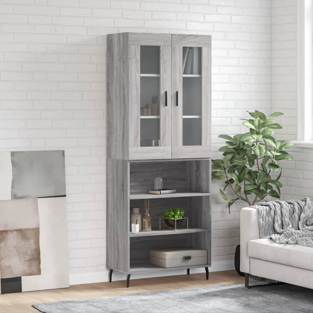vidaXL Witrynka szary dąb sonoma 69,5x34x180cm materiał drewnopochodny