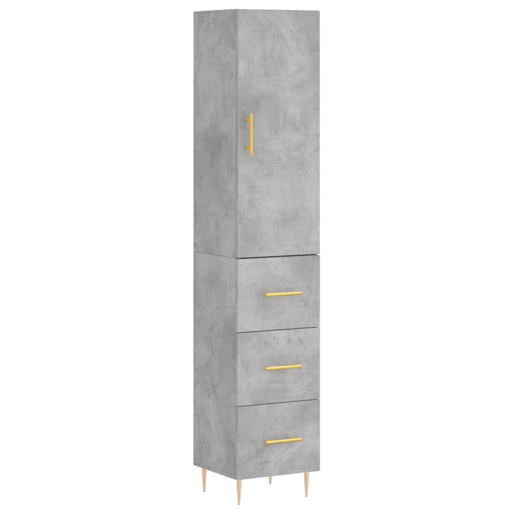 vidaXL Wysoka szafka, szarość betonu, 34,5x34x180 cm