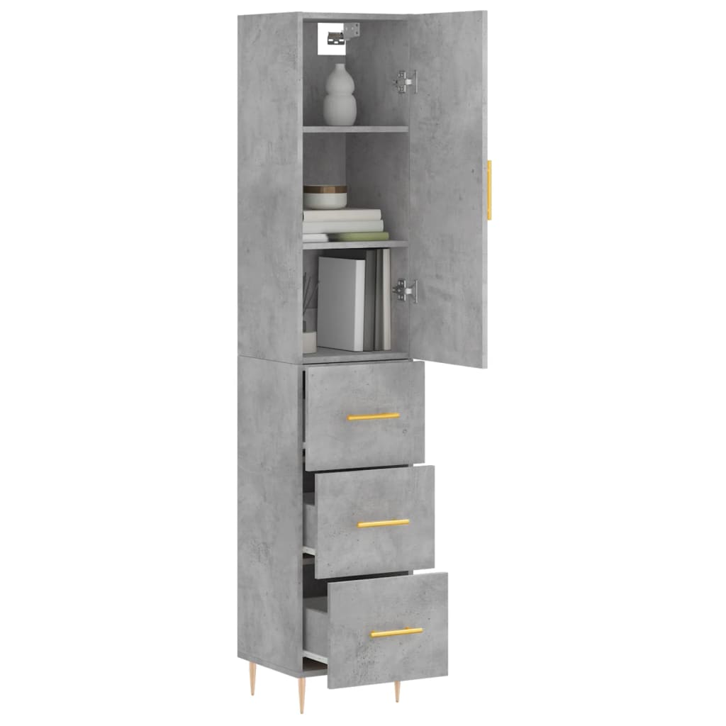 vidaXL Wysoka szafka, szarość betonu, 34,5x34x180 cm