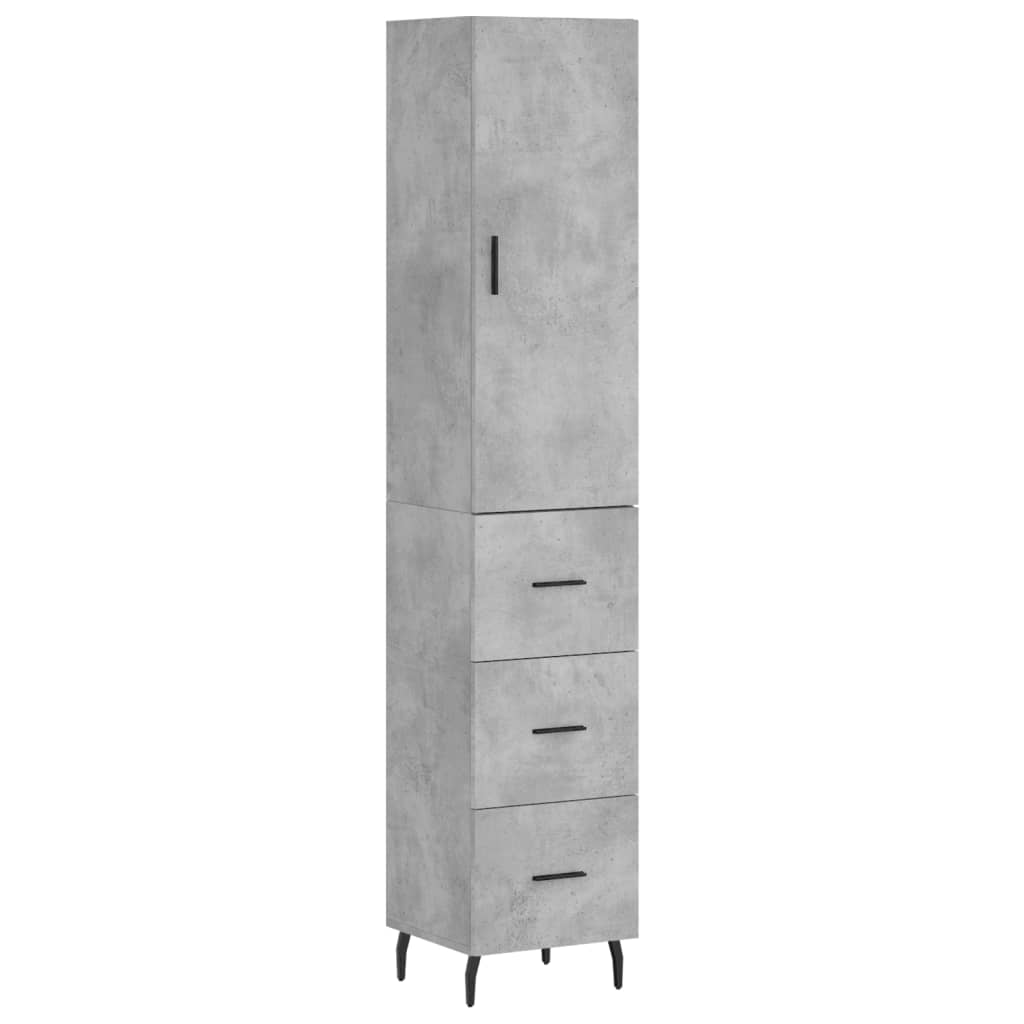 vidaXL Wysoka szafka, szarość betonu, 34,5x34x180 cm