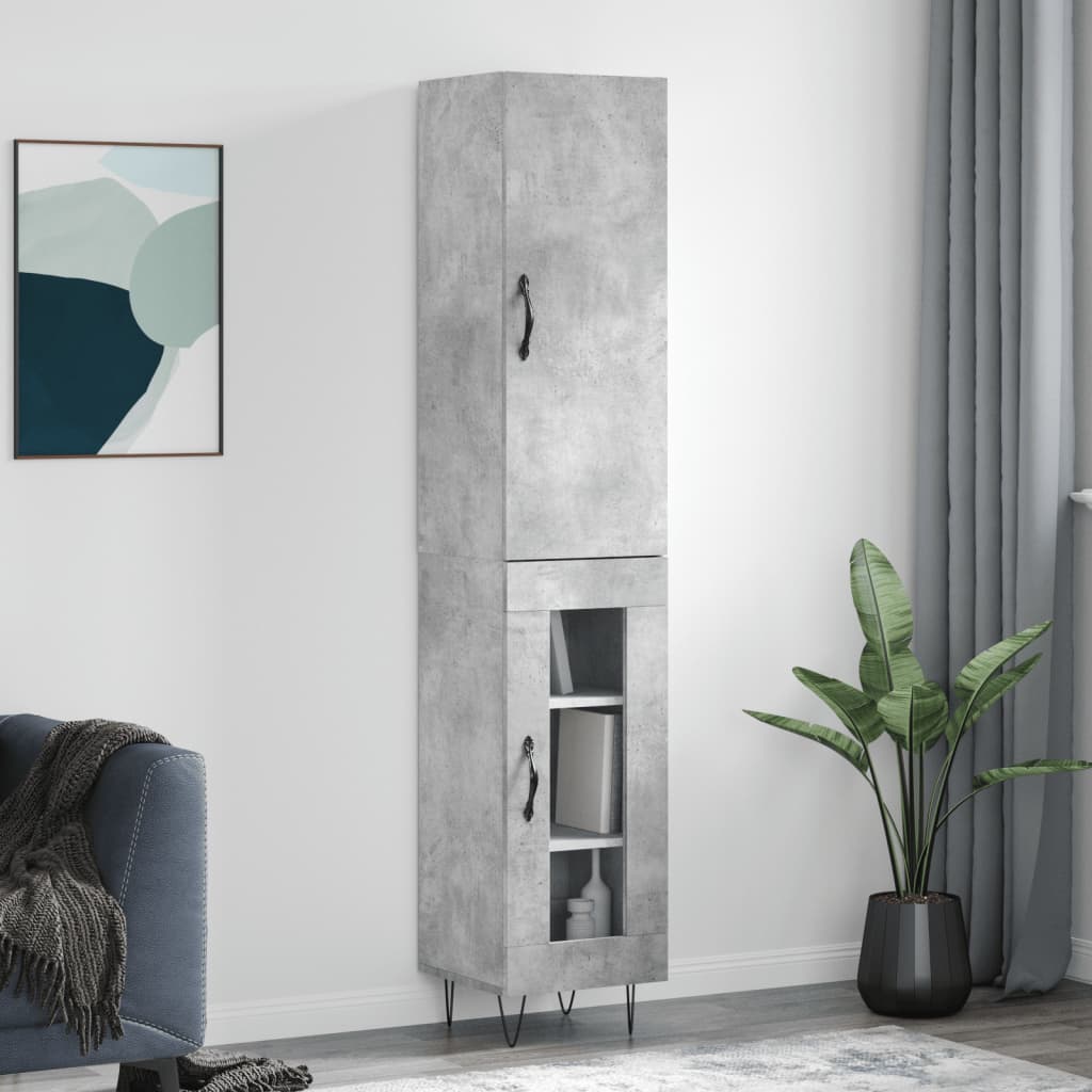 vidaXL Wysoka szafka, szarość betonu, 34,5x34x180 cm