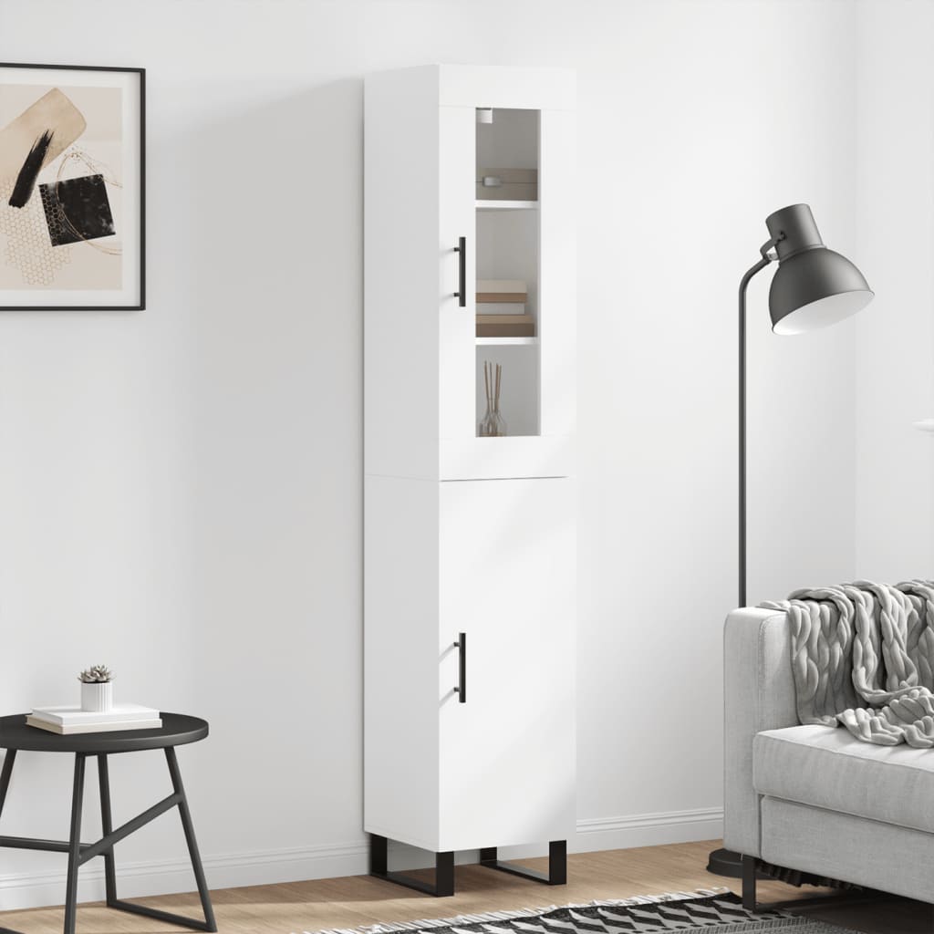 vidaXL Wysoka szafka, biała, 34,5x34x180 cm, materiał drewnopochodny