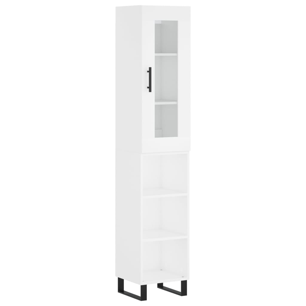 vidaXL Wysoka szafka, biała, 34,5x34x180 cm, materiał drewnopochodny