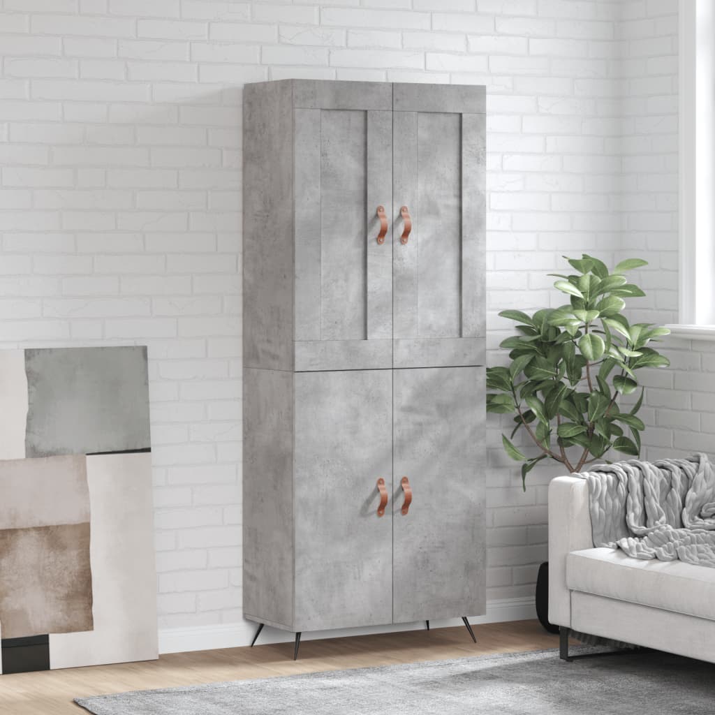 vidaXL Witrynka, szarość betonu 69,5x34x180 cm materiał drewnopochodny