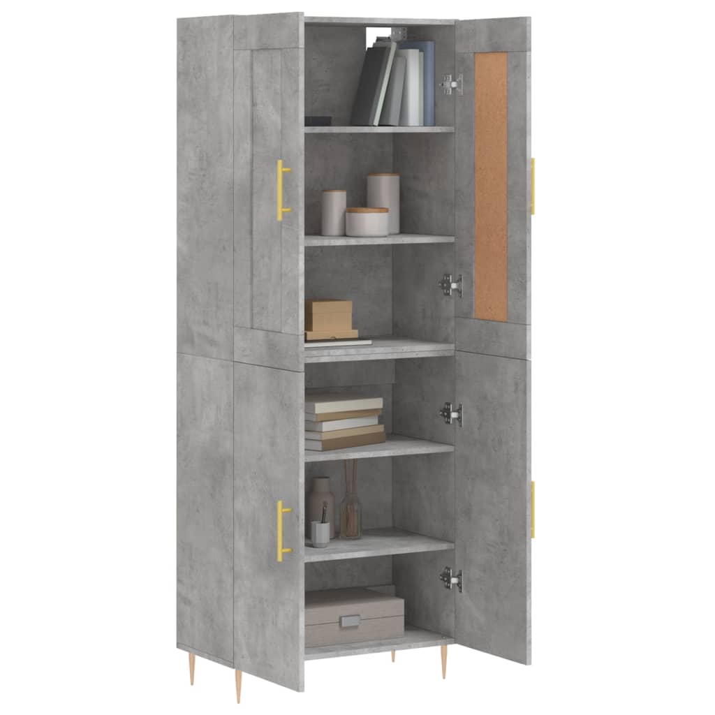 vidaXL Witrynka, szarość betonu 69,5x34x180 cm materiał drewnopochodny