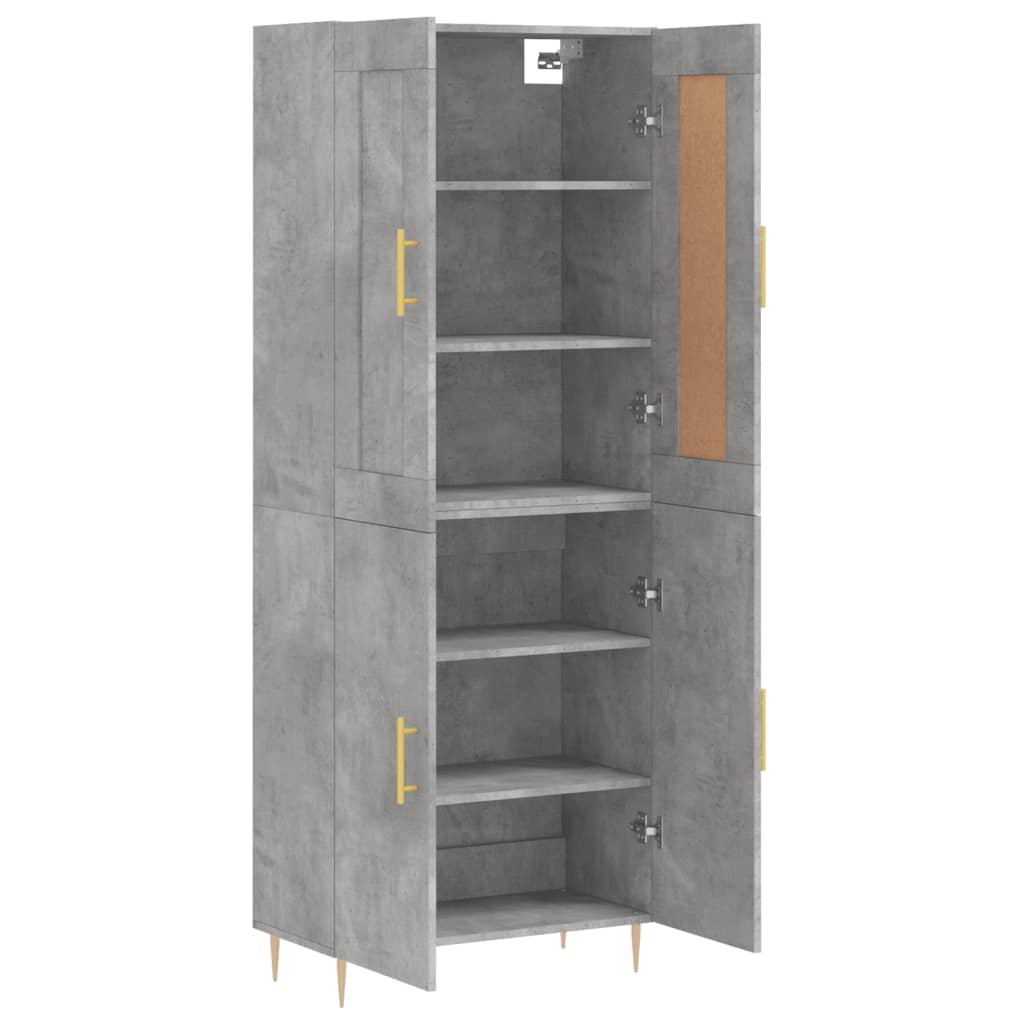 vidaXL Witrynka, szarość betonu 69,5x34x180 cm materiał drewnopochodny