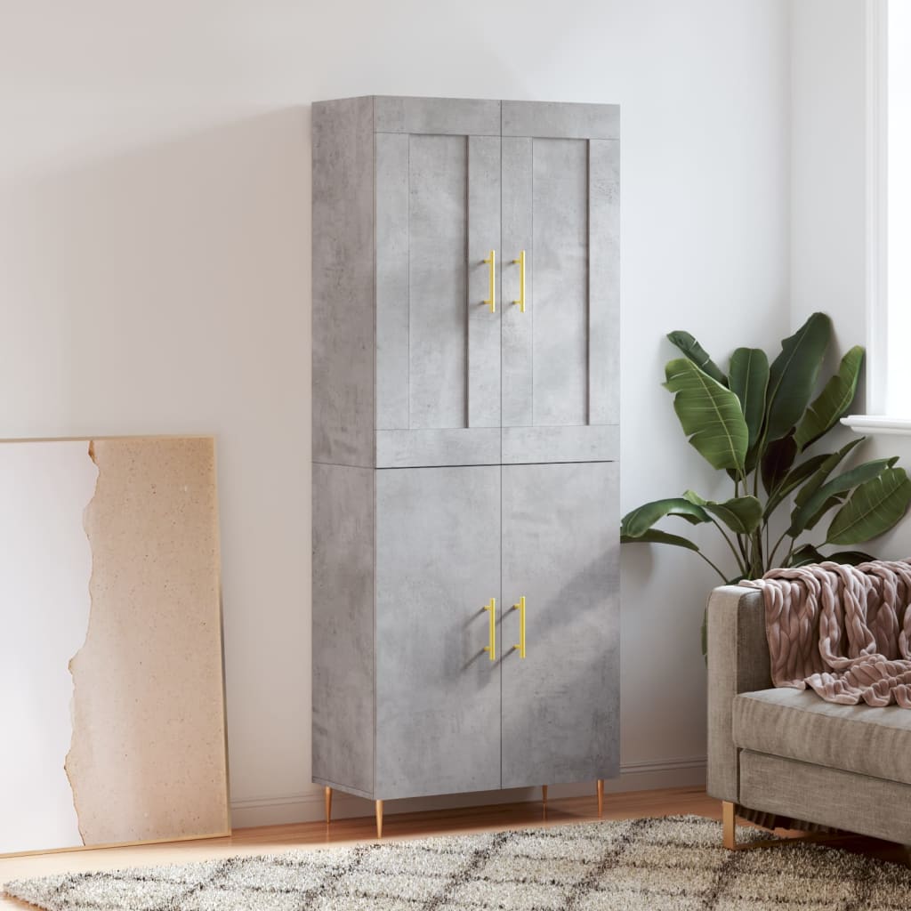 vidaXL Witrynka, szarość betonu 69,5x34x180 cm materiał drewnopochodny