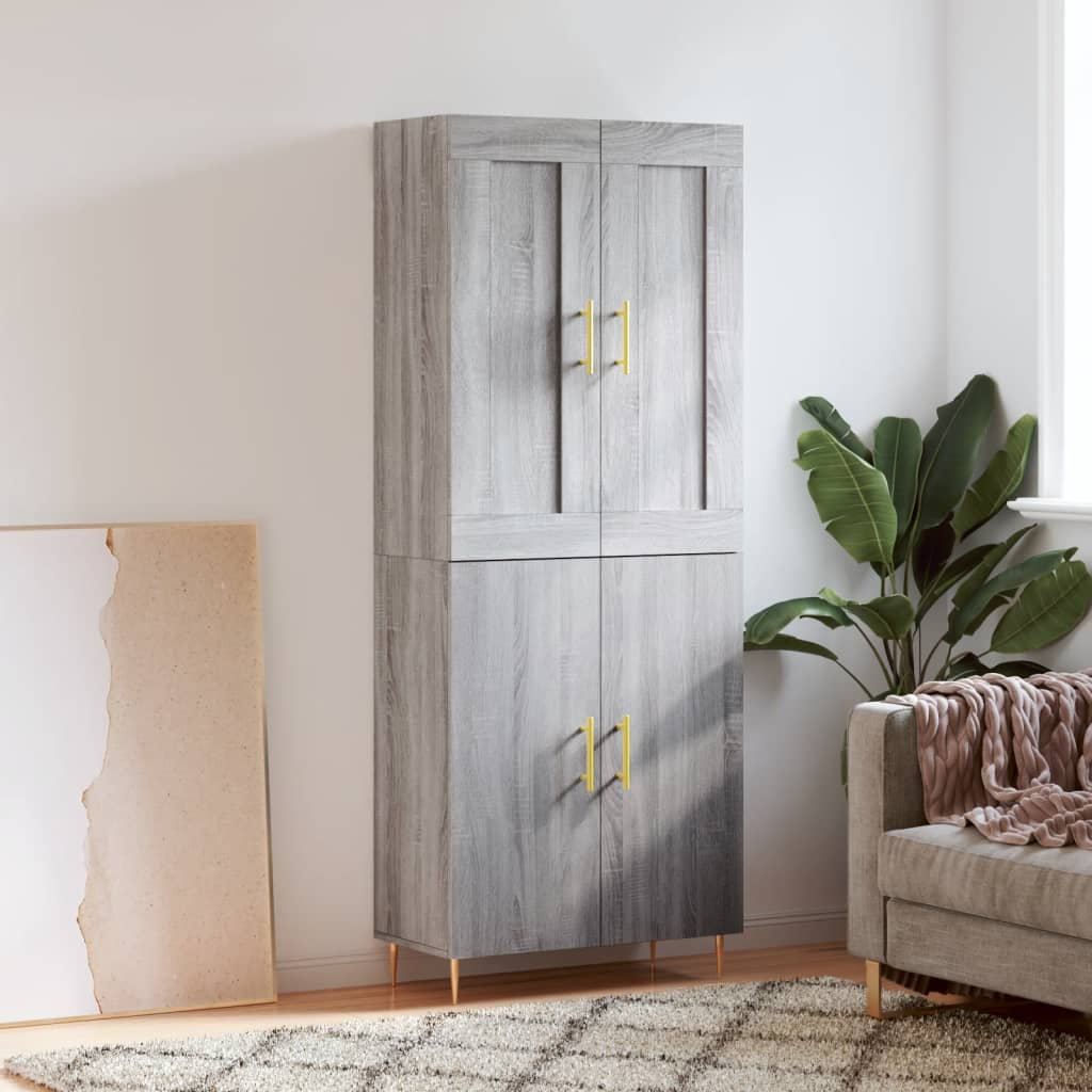 vidaXL Witrynka szary dąb sonoma 69,5x34x180cm materiał drewnopochodny