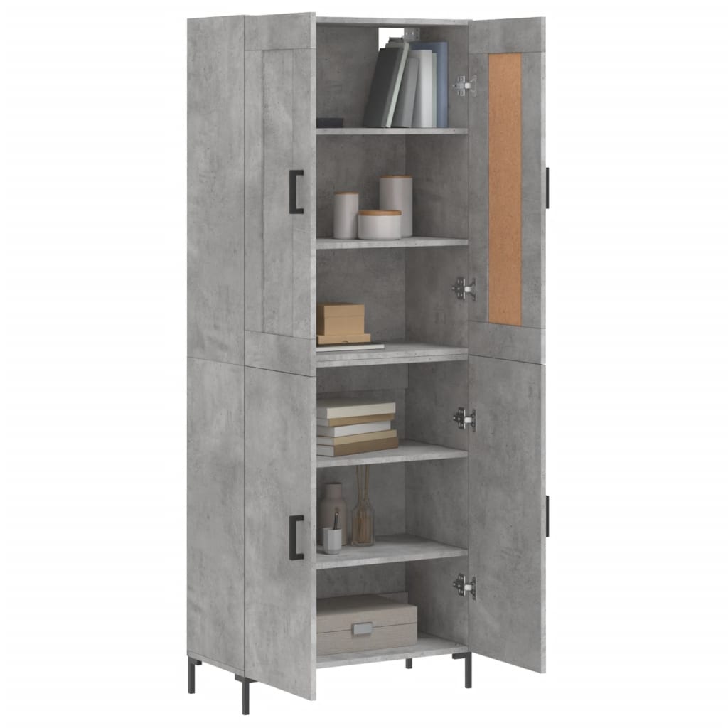 vidaXL Witrynka, szarość betonu 69,5x34x180 cm materiał drewnopochodny