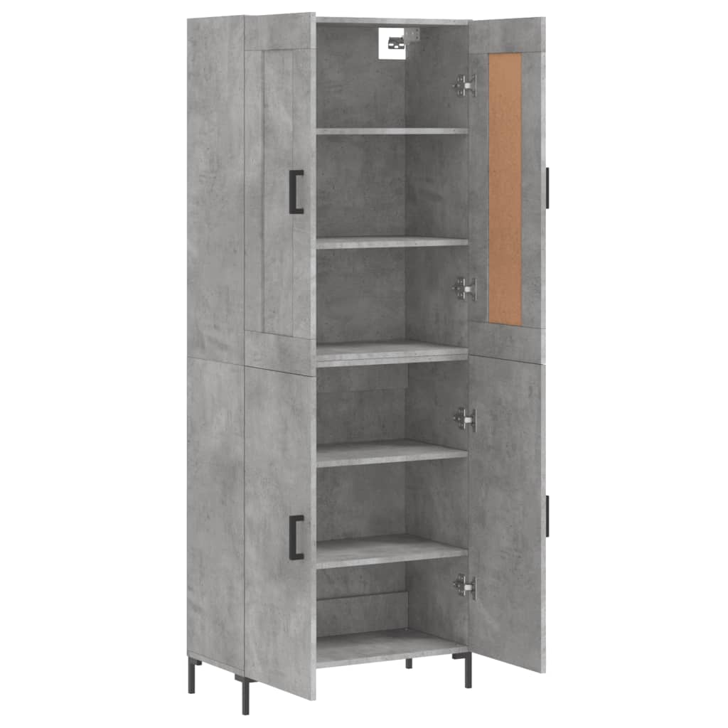 vidaXL Witrynka, szarość betonu 69,5x34x180 cm materiał drewnopochodny