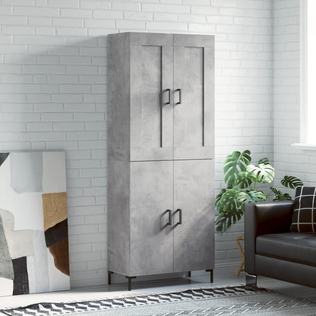 vidaXL Witrynka, szarość betonu 69,5x34x180 cm materiał drewnopochodny