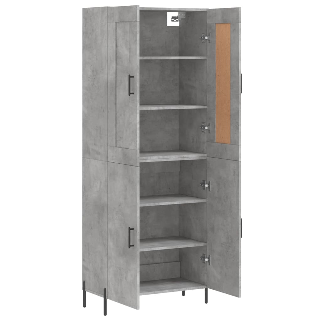 vidaXL Witrynka, szarość betonu 69,5x34x180 cm materiał drewnopochodny