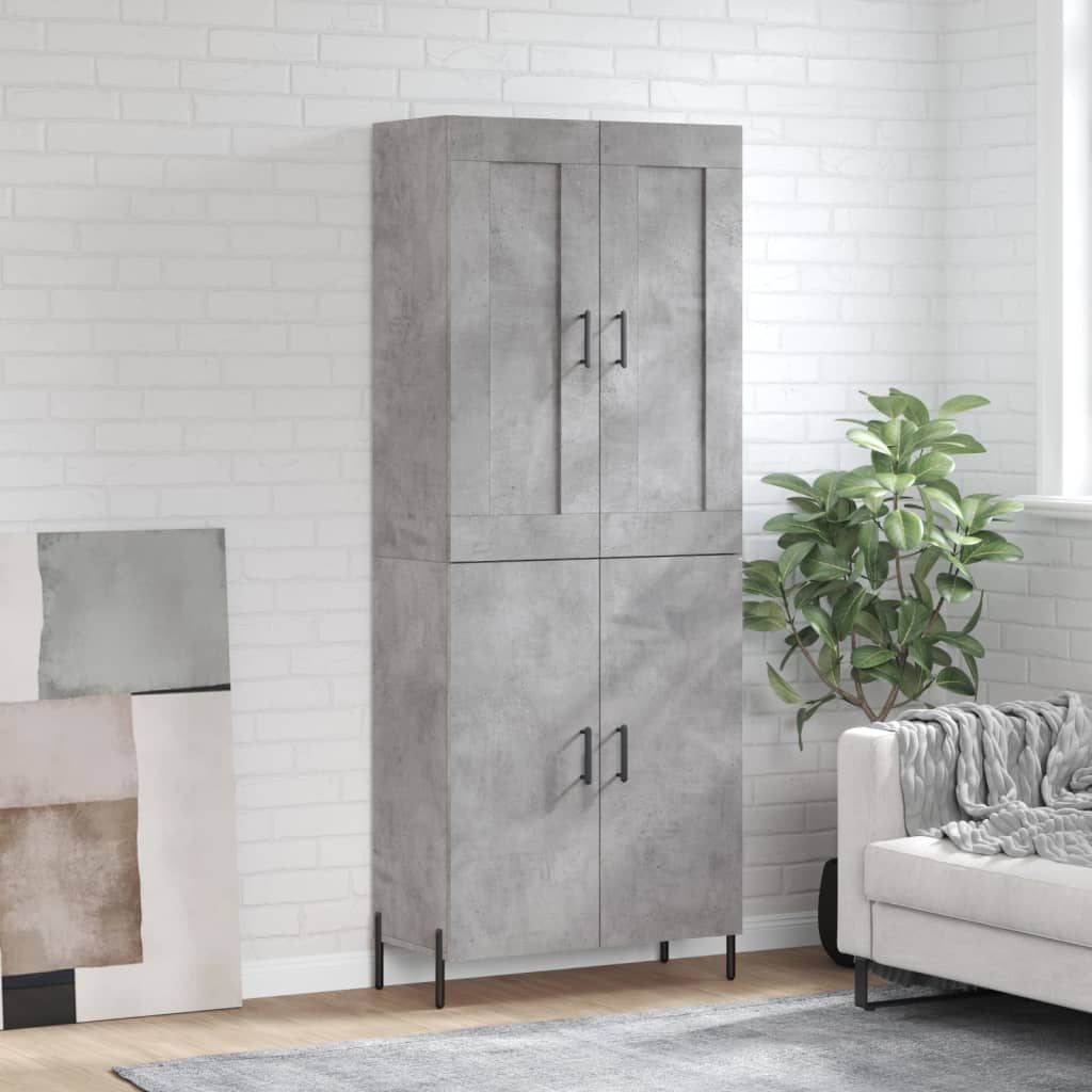vidaXL Witrynka, szarość betonu 69,5x34x180 cm materiał drewnopochodny
