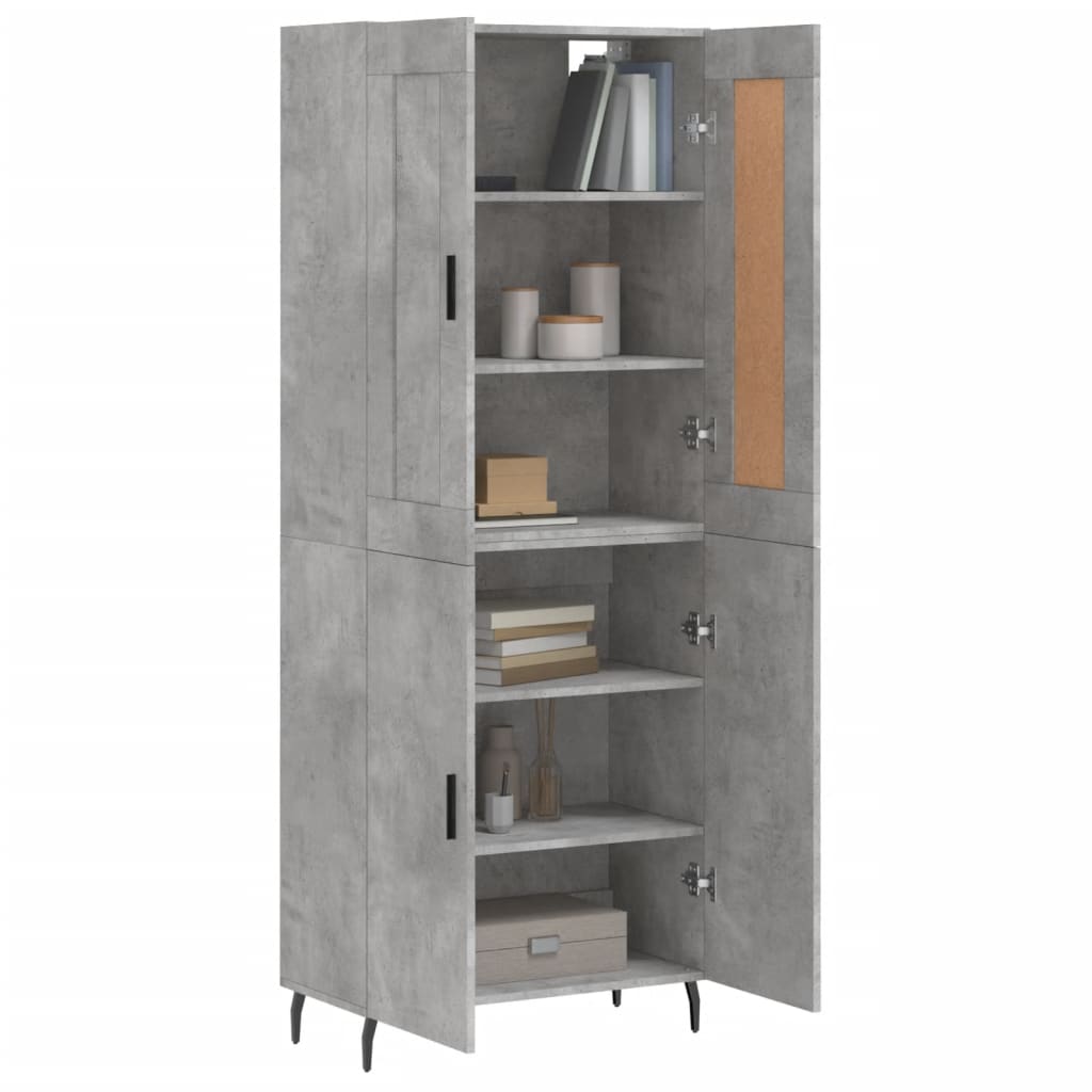 vidaXL Witrynka, szarość betonu 69,5x34x180 cm materiał drewnopochodny
