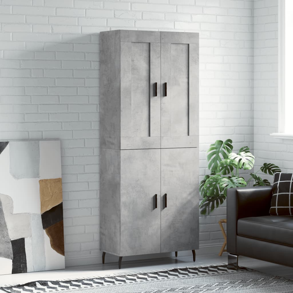 vidaXL Witrynka, szarość betonu 69,5x34x180 cm materiał drewnopochodny