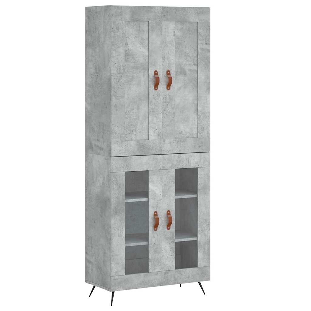 vidaXL Witrynka, szarość betonu 69,5x34x180 cm materiał drewnopochodny