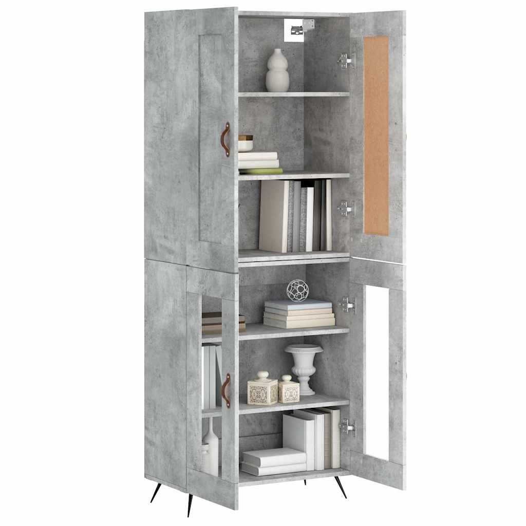 vidaXL Witrynka, szarość betonu 69,5x34x180 cm materiał drewnopochodny