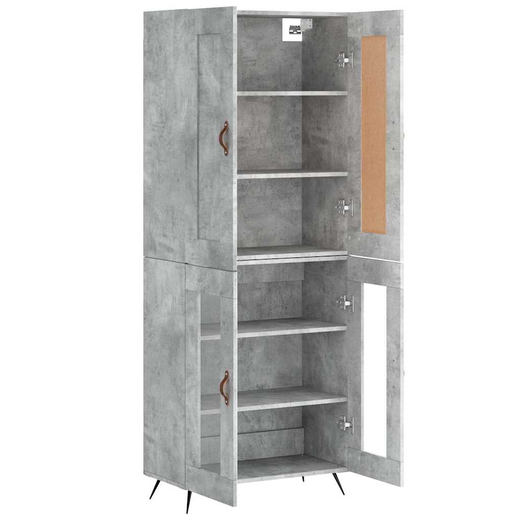 vidaXL Witrynka, szarość betonu 69,5x34x180 cm materiał drewnopochodny