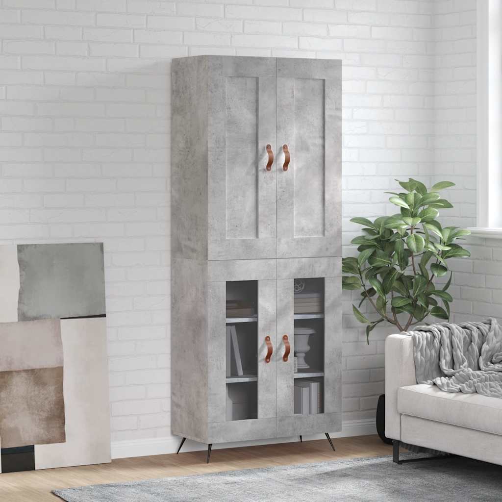 vidaXL Witrynka, szarość betonu 69,5x34x180 cm materiał drewnopochodny