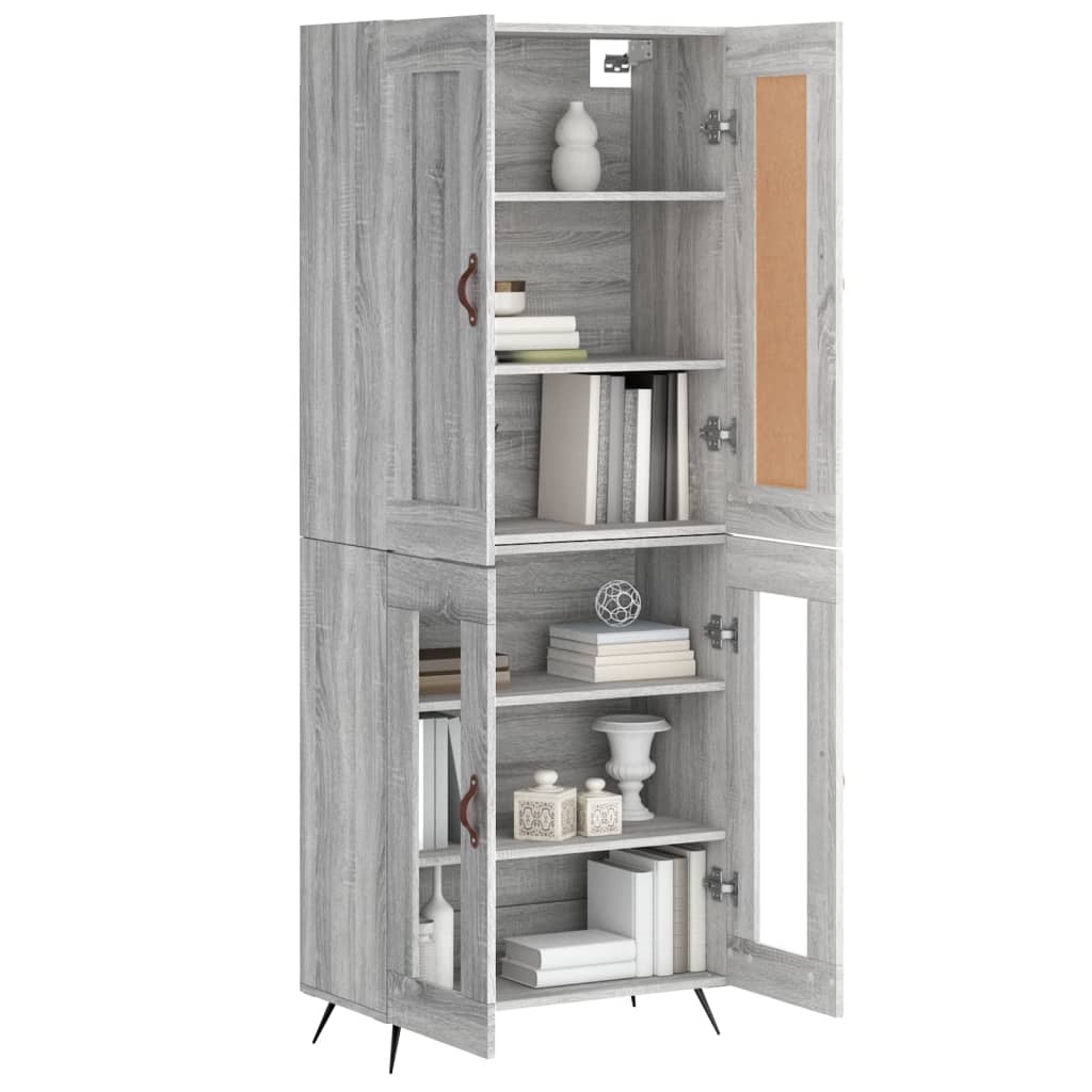 vidaXL Witrynka szary dąb sonoma 69,5x34x180cm materiał drewnopochodny