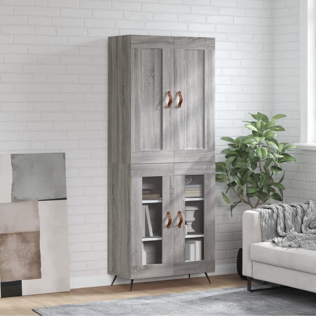 vidaXL Witrynka szary dąb sonoma 69,5x34x180cm materiał drewnopochodny