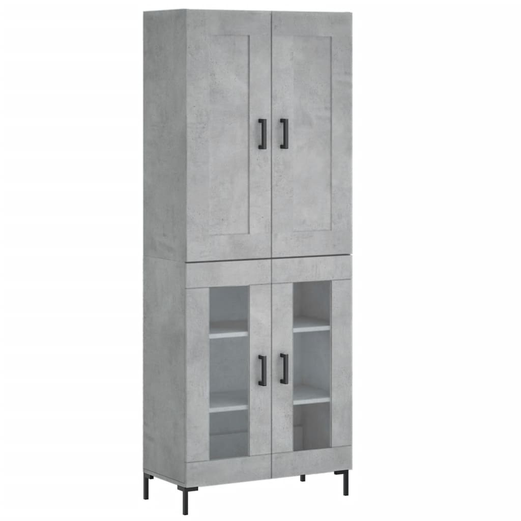 vidaXL Witrynka, szarość betonu 69,5x34x180 cm materiał drewnopochodny