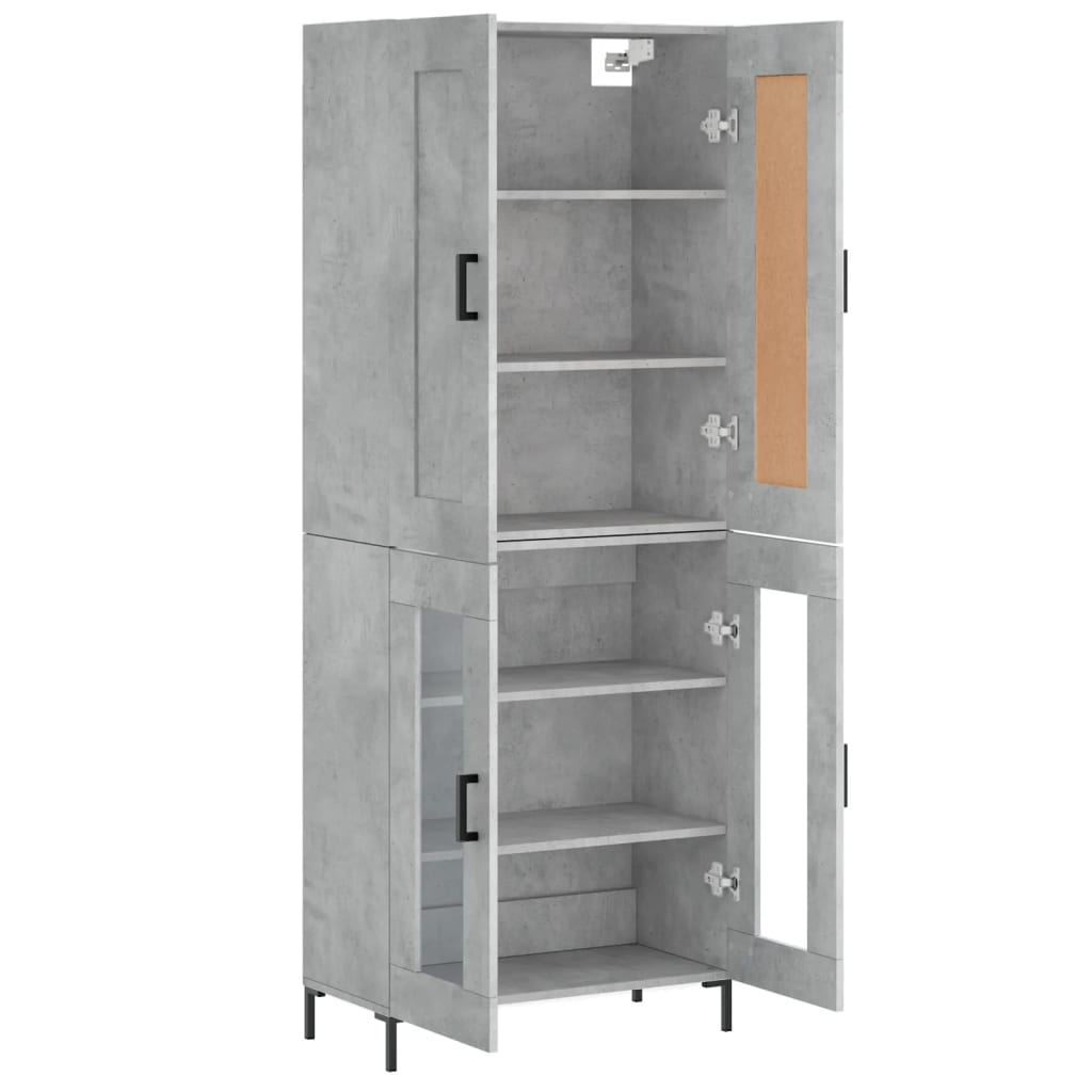 vidaXL Witrynka, szarość betonu 69,5x34x180 cm materiał drewnopochodny